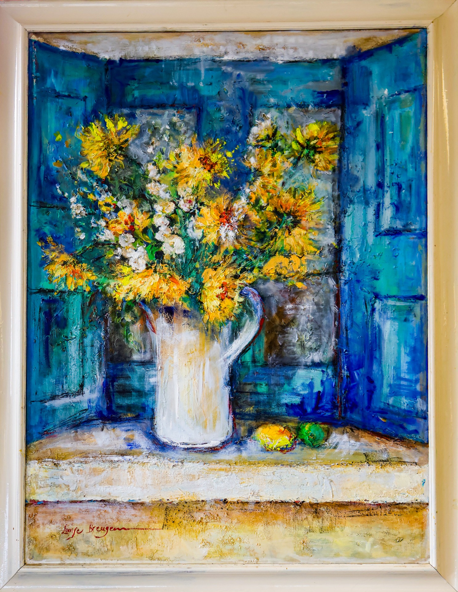 Fragments of Blue & Sunlight in a Pot of Blooms  Oil on Canvas